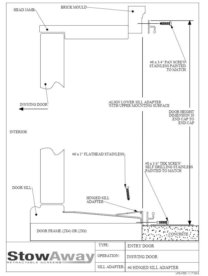 Inswing Entry Door Hinged Sill